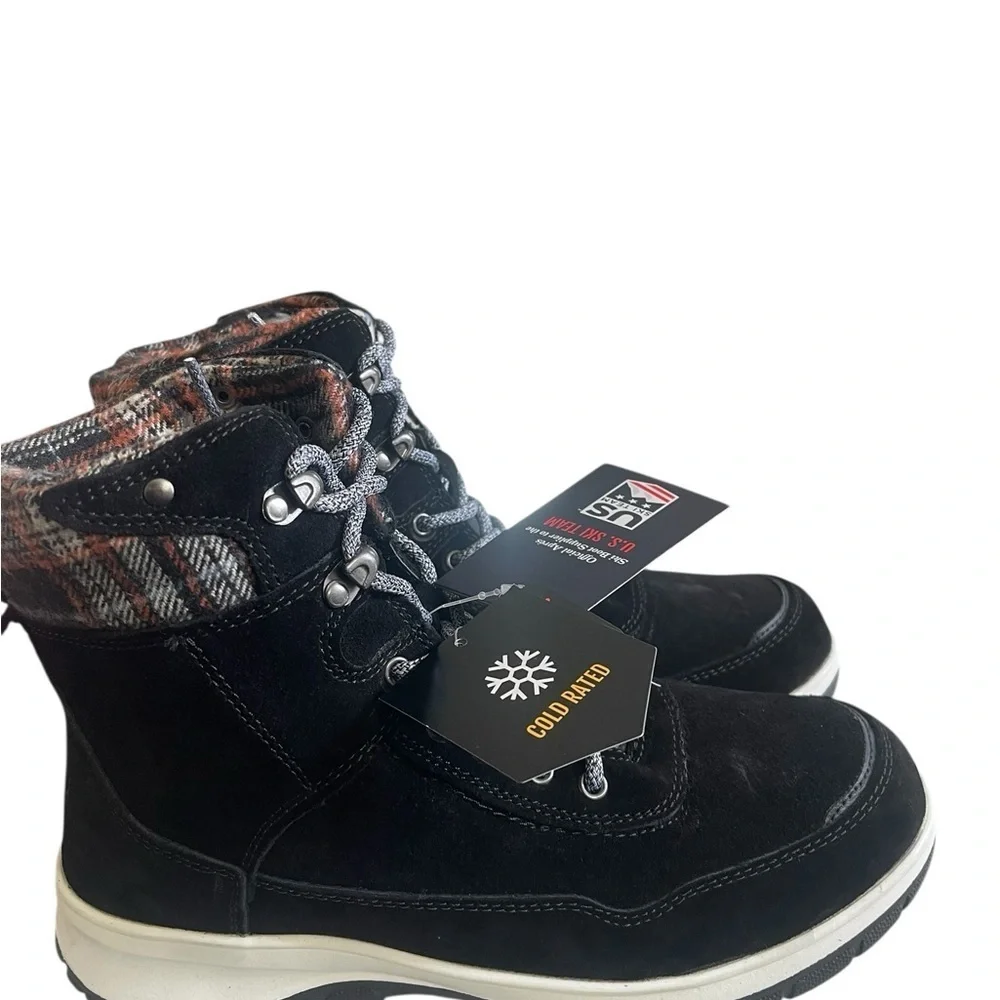 Khombu Black Faux Shearling Lined Suede Water Resistant Winter Boots sz 9M NIB